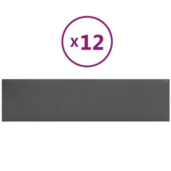 Paneles De Pared 12 Uds Cuero Sintético Gris 60x15 Cm 1,08 M² Vidaxl