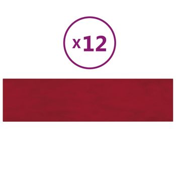Paneles De Pared 12 Uds Terciopelo Rojo Tinto 60x15 Cm 1,08 M² Vidaxl