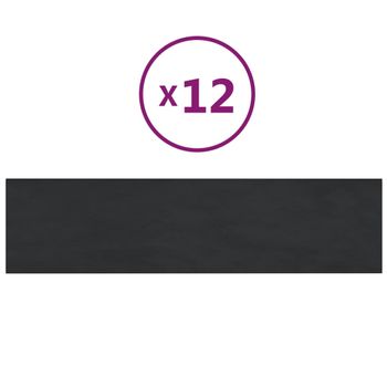 Paneles De Pared 12 Uds Terciopelo Negro 60x15 Cm 1,08 M² Vidaxl