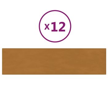 Paneles De Pared 12 Uds Terciopelo Marrón 60x15 Cm 1,08 M² Vidaxl