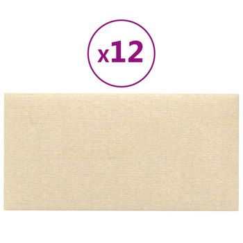 Paneles De Pared 12 Uds Tela Crema 60x30 Cm 2,16 M² Vidaxl