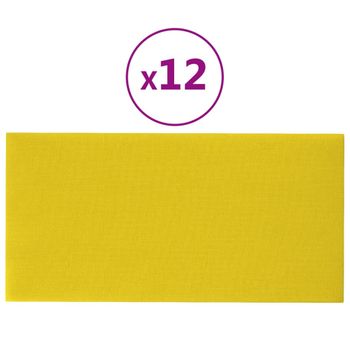 Paneles De Pared 12 Uds Tela Amarillo Claro 60x30 Cm 2,16 M² Vidaxl