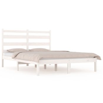 Estructura De Cama De Madera Maciza De Pino Blanco 140x190 Cm Vidaxl