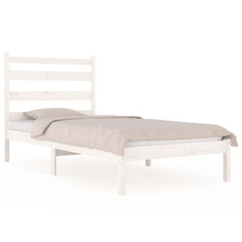 Estructura De Cama Madera Maciza De Pino Blanco 90x200 Cm Vidaxl