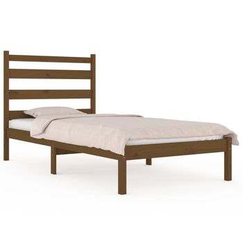 Estructura De Cama Madera Maciza De Pino Marrón Miel 100x200 Cm Vidaxl