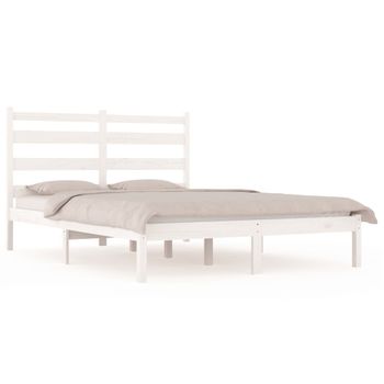 Estructura De Cama De Madera Maciza De Pino Blanco 160x200 Cm Vidaxl