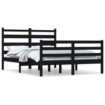 Estructura De Cama Madera Maciza De Pino Negro 120x200 Cm Vidaxl