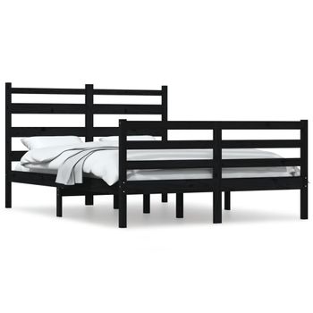 Estructura de cama matrimonio vidaXL madera maciza gris 135x190cm 19,75Kg,  Camas plegables, Los mejores precios