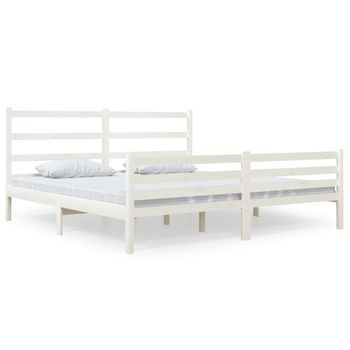 Estructura De Cama Madera Maciza Blanco Super King 180x200 Cm Vidaxl