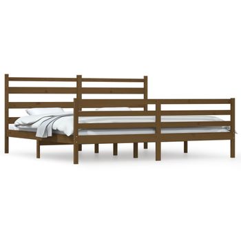 Estructura De Cama Madera Maciza De Pino Marrón Miel 200x200 Cm Vidaxl