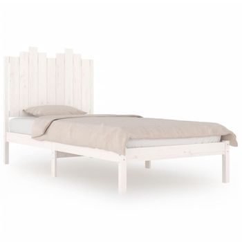 Estructura De Cama Madera Maciza De Pino Blanco 75x190 Cm Vidaxl