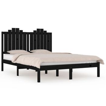 Estructura De Cama Madera Maciza Pino Negra Doble 120x190 Cm Vidaxl