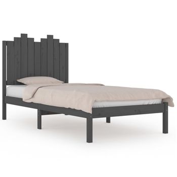 Estructura De Cama De Madera Maciza De Pino Gris 100x200 Cm Vidaxl