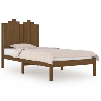 Estructura De Cama Madera Maciza Pino Marrón Miel 100x200 Cm Vidaxl