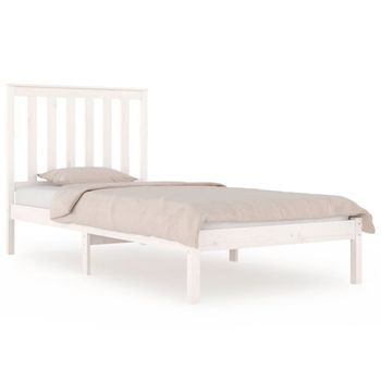 Estructura De Cama Madera Maciza De Pino Blanco 90x190 Cm Vidaxl