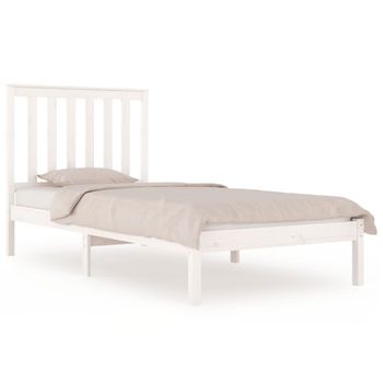 Estructura De Cama Madera Maciza De Pino Blanco 100x200 Cm Vidaxl