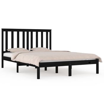 Estructura De Cama Madera Maciza De Pino Negro 120x200 Cm Vidaxl