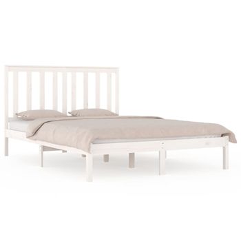 Estructura De Cama Madera Maciza De Pino Blanca 150x200 Cm Vidaxl