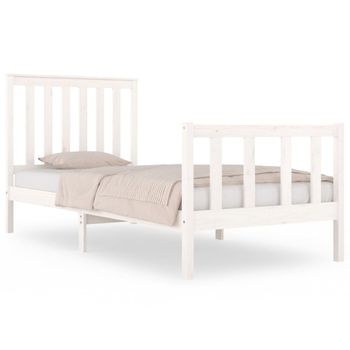 Estructura De Cama Madera Maciza De Pino Blanco 75x190 Cm Vidaxl