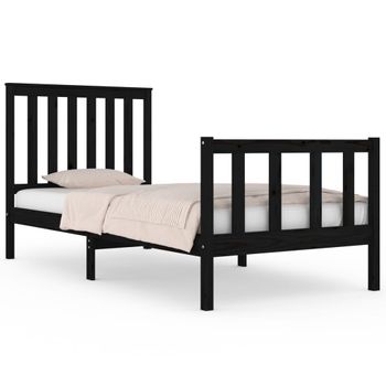 Estructura De Cama Madera Maciza De Pino Negro 75x190 Cm Vidaxl