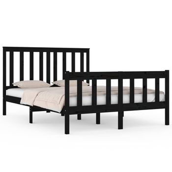 Estructura De Cama Madera Maciza Pino Negra Doble 120x190 Cm Vidaxl