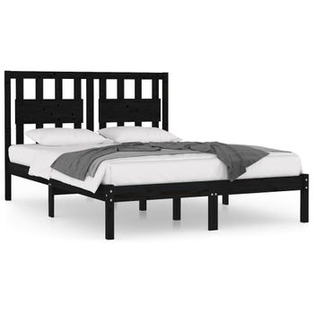 Estructura De Cama Madera Maciza Pino Negra Doble 120x190 Cm Vidaxl