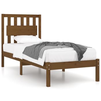 Estructura De Cama Madera Maciza Pino Marrón Miel 100x200 Cm Vidaxl