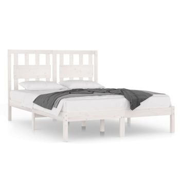 Estructura De Cama De Madera Maciza De Pino Blanca 160x200 Cm Vidaxl