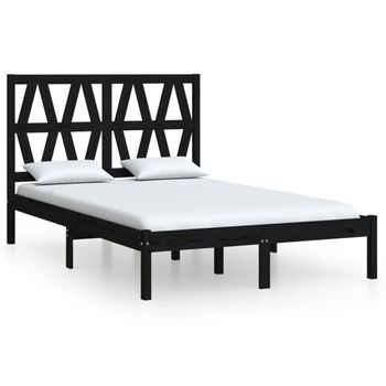 Estructura De Cama De Madera Maciza De Pino Negra 140x190 Cm Vidaxl