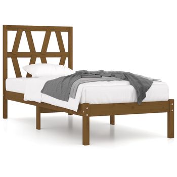 Estructura De Cama Madera Maciza Pino Marrón Miel 100x200 Cm Vidaxl