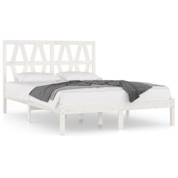 Estructura De Cama Madera Maciza De Pino Blanco 120x200 Cm Vidaxl