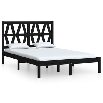 Estructura De Cama De Madera Maciza De Pino Negra 160x200 Cm Vidaxl