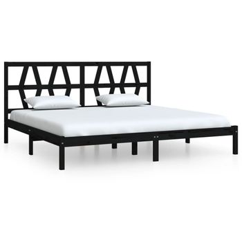 Estructura De Cama De Madera Maciza De Pino Negro 200x200 Cm Vidaxl