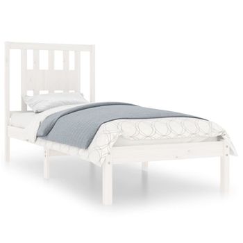 Estructura De Cama Madera Maciza Individual Blanco 75x190 Cm Vidaxl