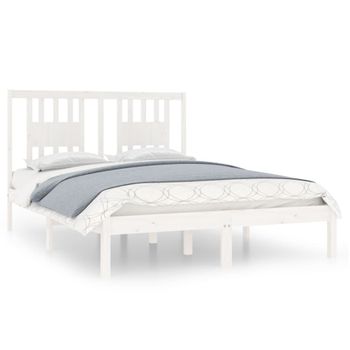 Estructura De Cama De Madera Maciza Blanca 135x190 Cm Vidaxl