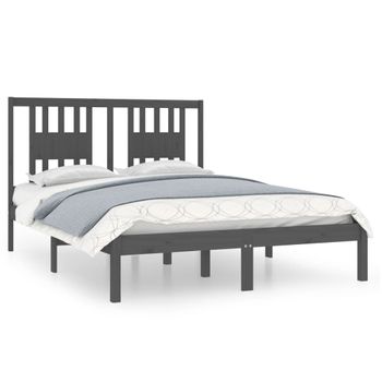 Estructura De Cama Madera Maciza De Pino Gris 120x200 Cm Vidaxl