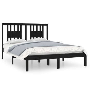 Estructura De Cama Madera Maciza De Pino Negro 120x200 Cm Vidaxl