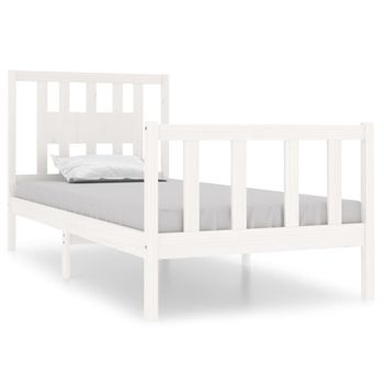 Estructura De Cama Madera Maciza Individual Blanco 75x190 Cm Vidaxl