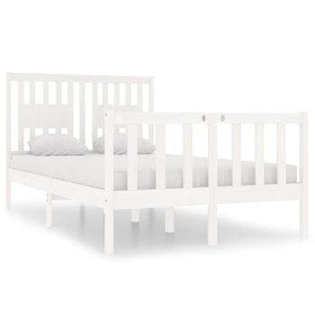 Estructura De Cama Doble Pequeña Madera Maciza Blanca 120x190cm Vidaxl