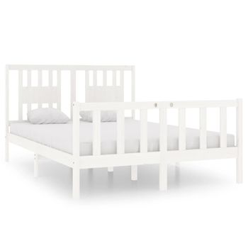 Estructura De Cama De Madera Maciza Blanca 135x190 Cm Vidaxl