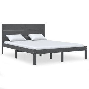 Estructura De Cama Madera Maciza De Pino Gris 120x200 Cm Vidaxl