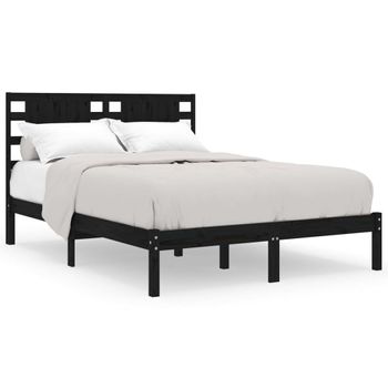 Estructura De Cama Madera Maciza Negra 120x190 Cm Vidaxl