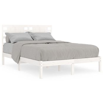 Estructura De Cama De Madera Maciza De Pino Blanco 140x190 Cm Vidaxl