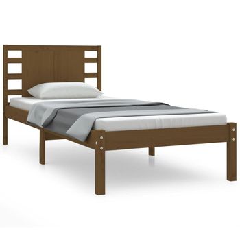 Estructura De Cama Madera Maciza Pino Marrón Miel 100x200 Cm Vidaxl