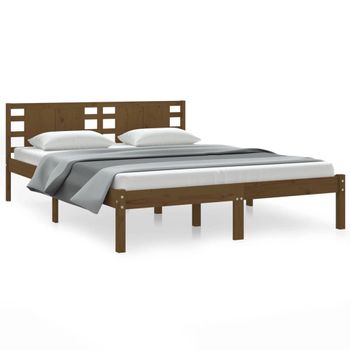 Estructura De Cama Madera Maciza De Pino Marrón Miel 120x200 Cm Vidaxl