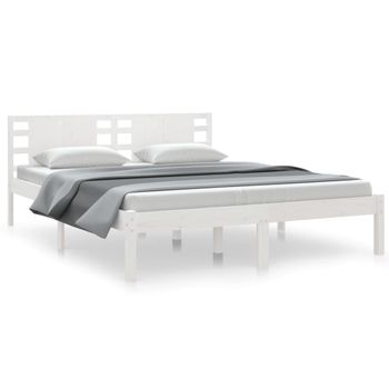 Estructura De Cama Madera Maciza Blanca King Size 150x200 Cm Vidaxl