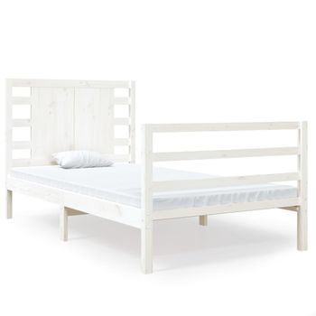 Estructura De Cama Madera Maciza De Pino Blanco 90x190 Cm Vidaxl