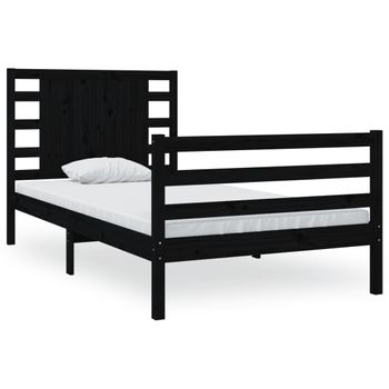 Estructura De Cama De Madera Maciza De Pino Negra 90x200 Cm Vidaxl