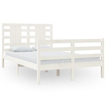 Estructura De Cama Madera Maciza De Pino Blanco 120x200 Cm Vidaxl