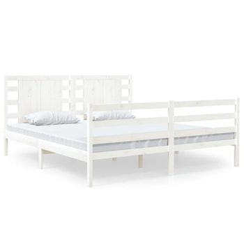 Estructura De Cama Madera Maciza De Pino Blanca 150x200 Cm Vidaxl